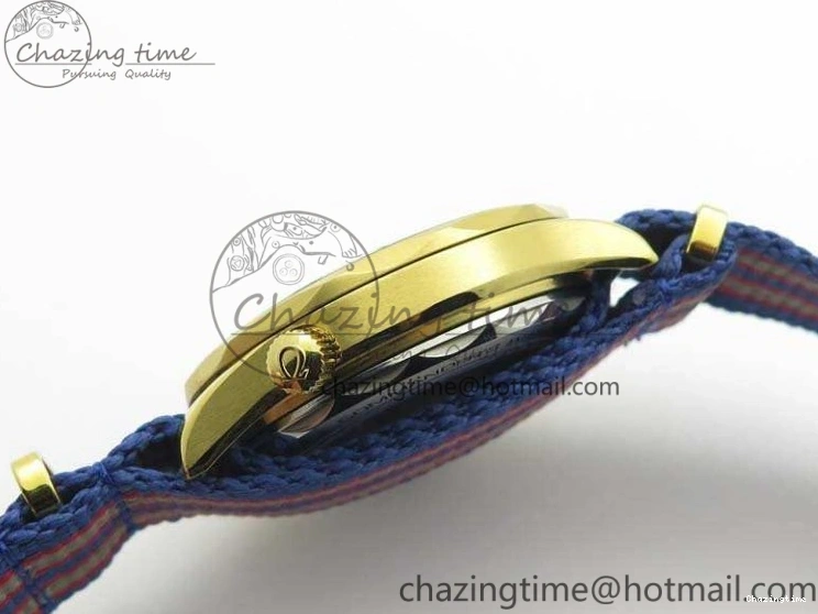 0327 Modern Seamaster 300M 007 YG URF 1:1 Best Edition White Dial Ceramic Bezel On Nylon Strap A 8115